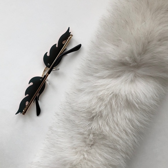 [ new ] Red Flame Rimless Sunglasses - Picture 4 of 4